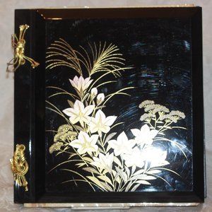 Vintage Photo/Picture Album Beautiful Black Lacquered Oriental/Asian Design